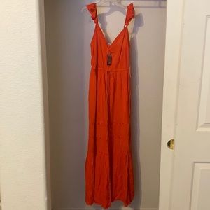 Forever 21 Tomato Crochet Trim Maxi Dress